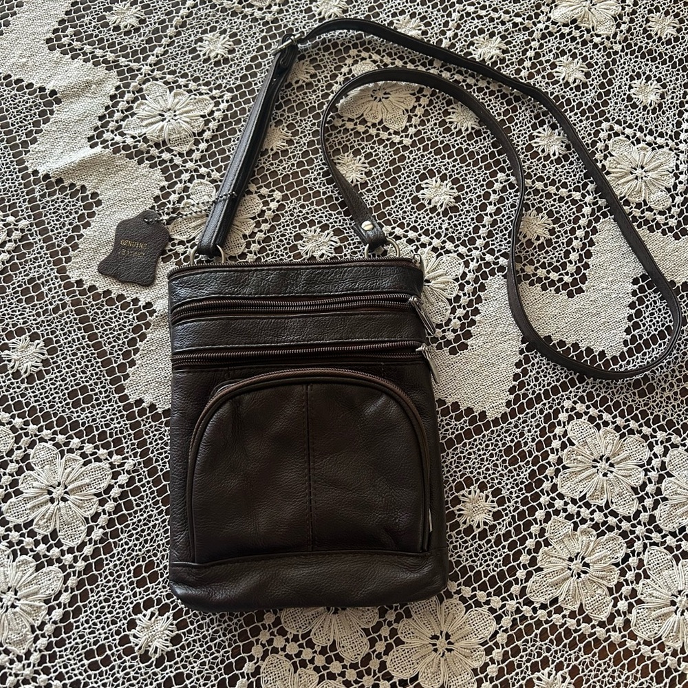 Dark Brown Leather Messenger Bag